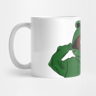 Girl in Green Frog Hoodie Mug